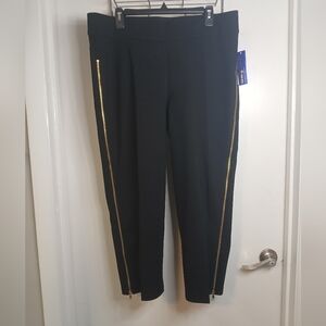 New! Peter Nygard Nygard Slims Capri Black Cropped Pants with Gold Zippers 1X